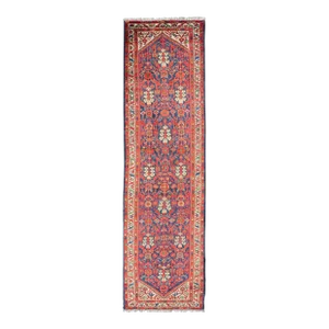 Antique Persian Hand Knotted Malayer Runner With Sub-Geometric All-Over Design