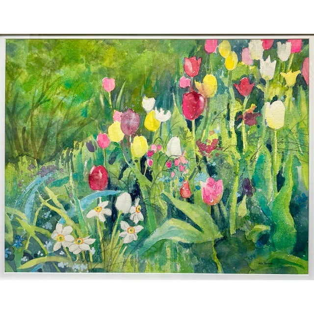 A striking, large-format original watercolor painting by recognized Cincinnati artist Nelle Ferrara (Studio 707, Pendleton...