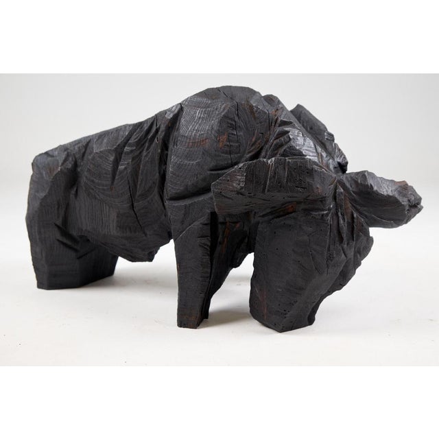 Taurus Chainsaw Carved in Burnt Oak by Logniture For Sale - Image 15 of 18