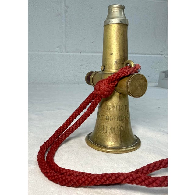 Art Deco Rare Antique 19th Century German Engraved Brass Silver Signal Horn Trumpet For Sale - Image 3 of 12