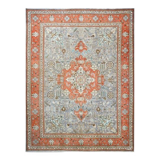 Antique Persian Tabriz Wool 10X13 Grey & Orange Area Rug #9901239 For Sale
