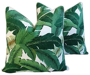 Beverly Hills Iconic Banana Leaf Feather/Down Pillows 24" Square - Pair