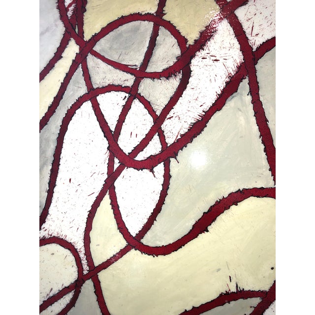 Abstract Jonathan FeldschuhLarge Abstract Mixed Media Lacquer Painting Stealthy Glow Scientific Abstraction, 1999 For Sale - Image 3 of 10