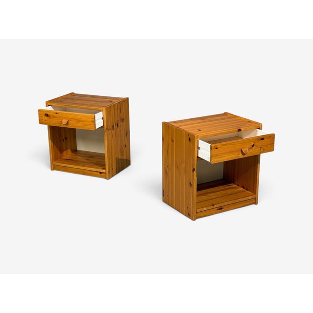 1970s Swedish Modern, Nightstands, Pine, Leather, Sweden, 1970s For Sale - Image 5 of 13