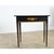 A wooden English console or end table has been recently updated with new paint of ebonized effect and pasted découpage...