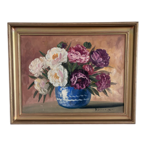 Vintage Original Floral Oil Painting, Signed Flower Art