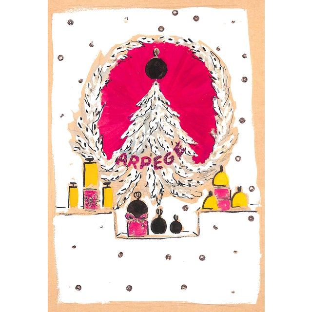 Art Sz: 17"H x 11 3/4"W Alexander Warren Montel (1921-2002) Fashion illustrator for House of Lanvin Paris in the 1950s...