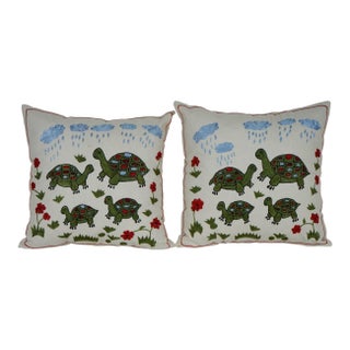 Suzani Tortoise Pillow Cover - A Pair For Sale