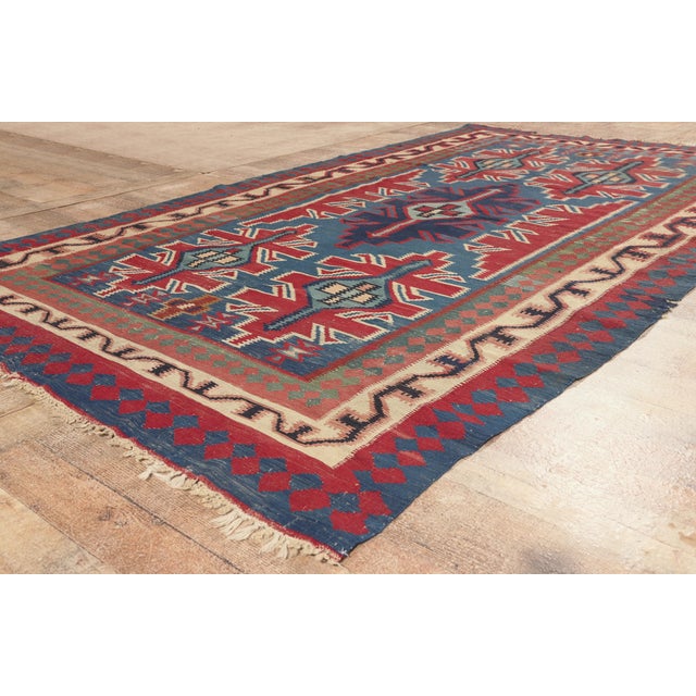 Blue Vintage Persian Shiraz Kilim Rug, 05'07 X 08'07 For Sale - Image 8 of 10