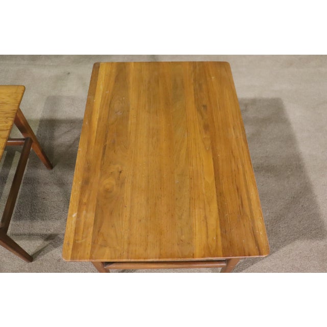 Brown Mid 20th Century Pair of Mid-Century Walnut End Tables - 2 Pieces For Sale - Image 8 of 11