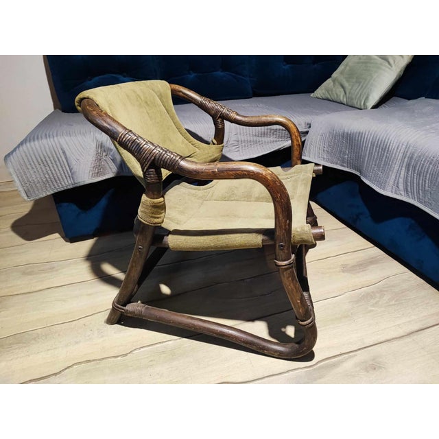 Brown Art Deco Rattan Armchair For Sale - Image 8 of 8