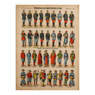 1880s - 1890s French Military Print - Imagerie d'Épinal #102 - État-Major Français De l'Armée d'Expédition Au Tonkin For Sale