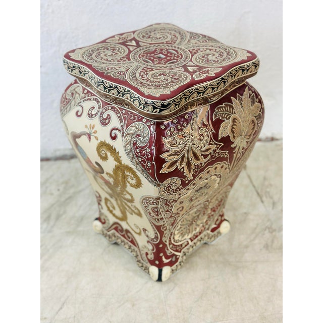 Chinoiserie Vintage Chinoiserie Ceramic Garden Stool For Sale - Image 3 of 9