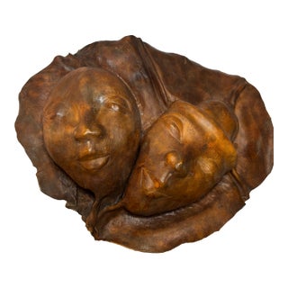 Vintage Sculptural Ritual Mask, Molded Leather, Bifacial Form For Sale