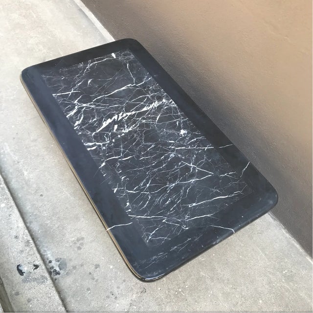 Stone Vintage Postmodern Black Marble Coffee Table For Sale - Image 7 of 13