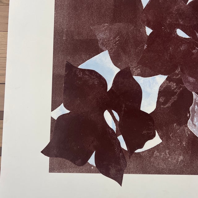 Contemporary Original Signed 2026 Seascape Mixed Media Monotype and Collage Artwork, Unframed 16 X 22 For Sale - Image 3 of 4