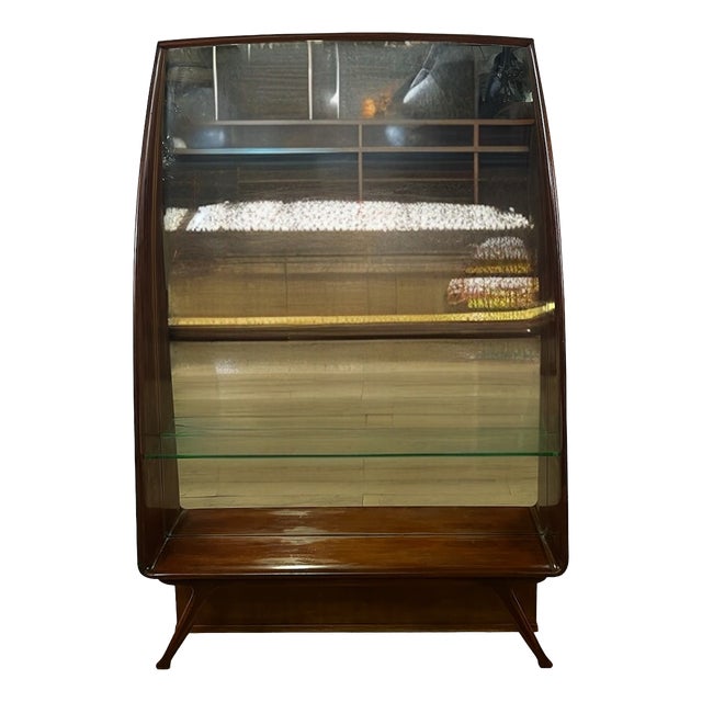 Wooden Console Mirror and Glass Shelf by Paolo Buffa, 1950s For Sale