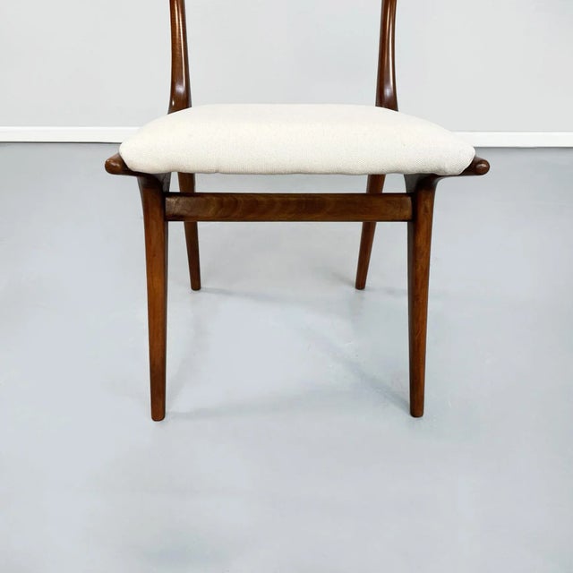 Set of Mid-Century Italian Modern White Fabric & Wood Chairs by De Carli Cassina, 1958 For Sale - Image 10 of 18