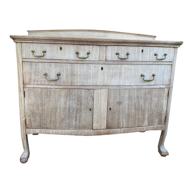 Vintage Solid Wood Bleached Cabinet For Sale