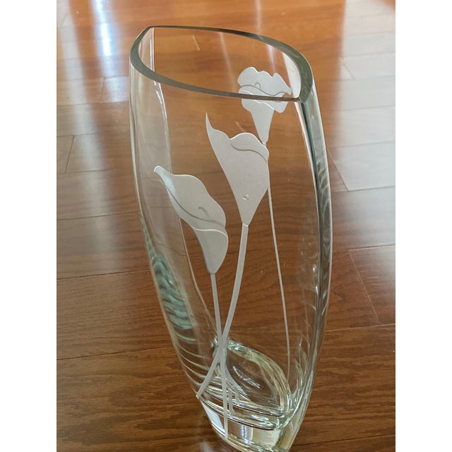Mikasa Calla Lily Ellipse Etched Crystal Pocket Vase, Poland Chairish