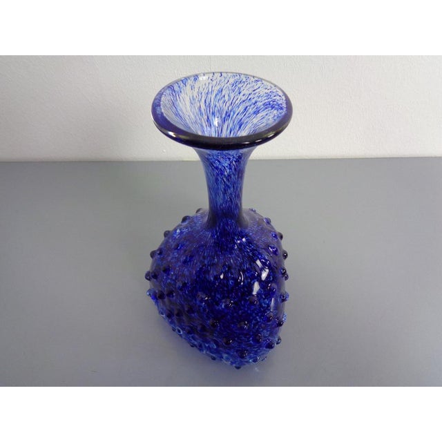 Blue Italian Blue Bubble Glass Vase, 1960s For Sale - Image 8 of 18