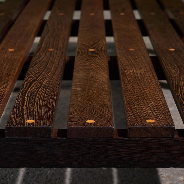 Wood Architectural Slatted Bench in Wengé, Netherlands, 1960s For Sale - Image 7 of 11
