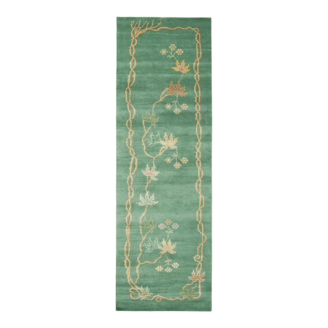 Contemporary Chinese Deco Style Wool Runner by Rug & Kilim, India For Sale
