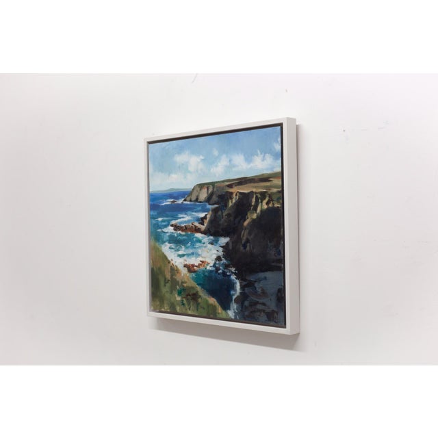 Contemporary Winter Light on Mutton Cove by Jon Doran | Oil on panel Seascape with cliffs and ocean waves For Sale - Image 3 of 4