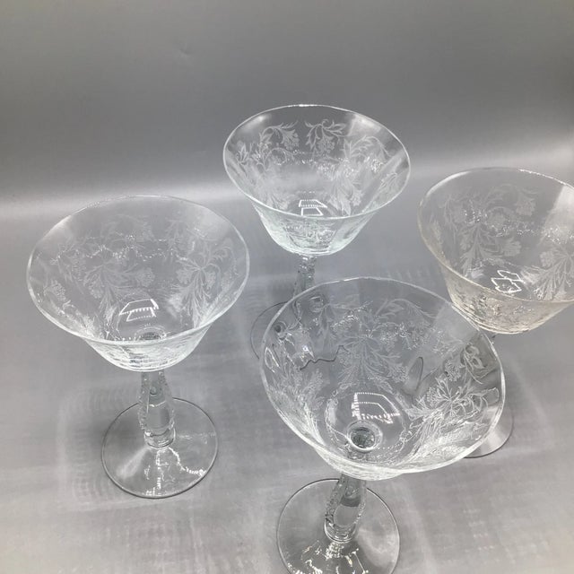 Hollywood Regency Fostoria Heather Champagne/Tall Sherbet Glasses Set of 4 For Sale - Image 3 of 13
