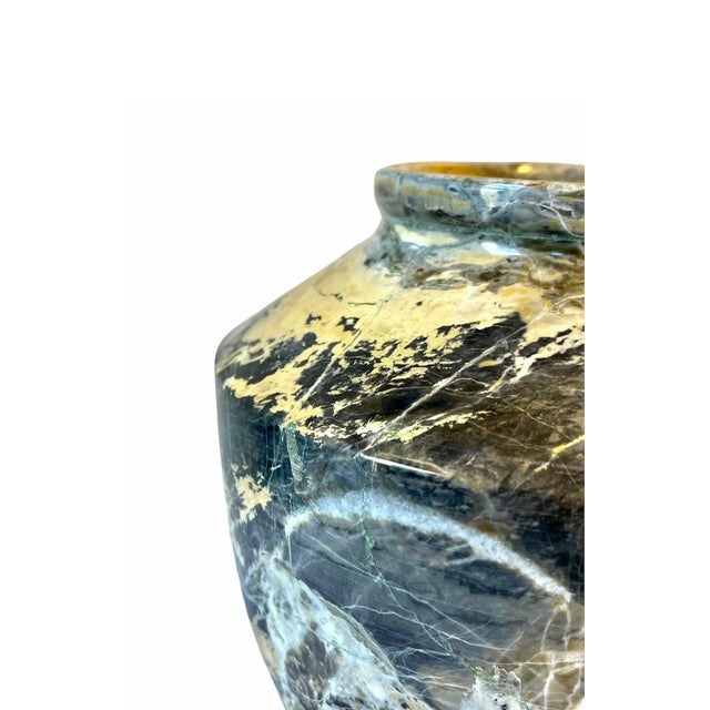 Cerulean Vintage Italian Marble Carved Black Matrix Vase Urn For Sale - Image 8 of 10
