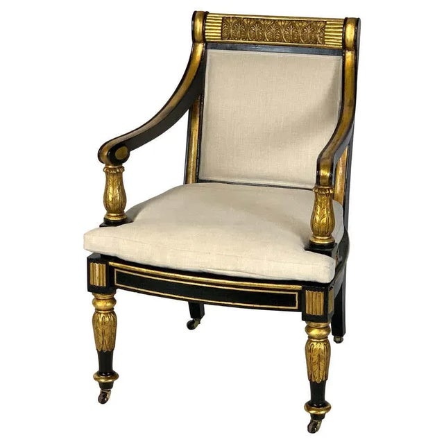 Early 19th Century George IV Ebonized and Parcel-Gilt Armchair in the Manner of Morel and Hughes For Sale - Image 11 of 11