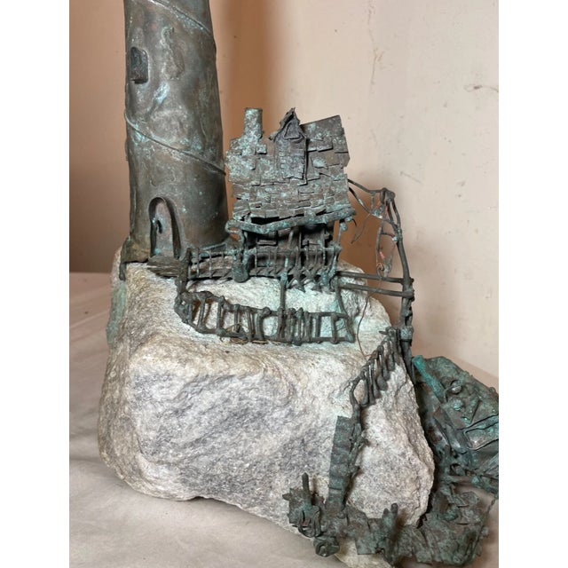 Bronze Vintage Jim Lewk Bronze Stone Nautical Lighthouse Brutalist Sculpture Statue Art For Sale - Image 8 of 18