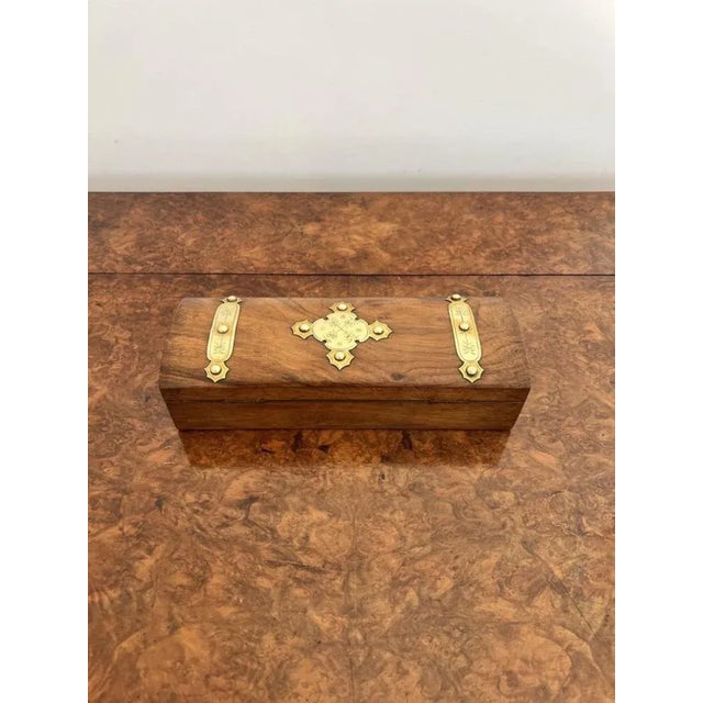 Victorian Burr Walnut and Brass Mounted Glove Box, 1860s For Sale - Image 6 of 8