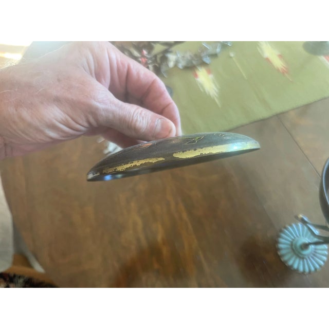 1960s Moshe Klein/Maurice Ascalon Verdigris Dancer Sculpture Holding a Bowl for Pal-Bell For Sale In Santa Fe - Image 6 of 7