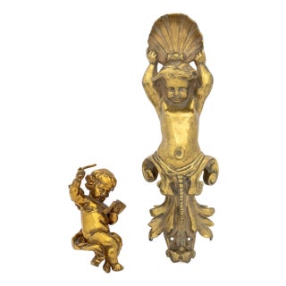 Rococo Style Gilt Bronze Architectural Mounts, 2 For Sale
