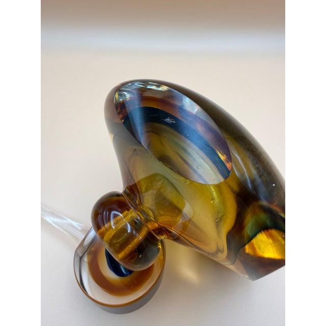 Vintage Murano-Style Sommerso Art Glass Perfume Bottle With Bullseye Stopper For Sale - Image 9 of 9