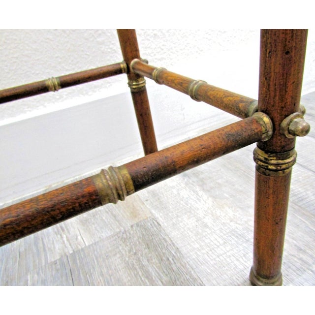 Mid-Century French Glass Top Faux Bamboo Wood and Brass Side Table Attributed to Maison Baguès For Sale - Image 13 of 18