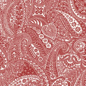 Sample - Schumacher Paisley Print Wallpaper in Red