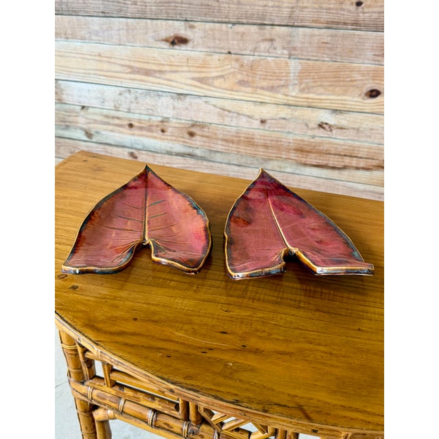 Pair of Contemporary Studio Pottery Leaf Form Trays Signed 2017 For Sale In Naples, FL - Image 6 of 12