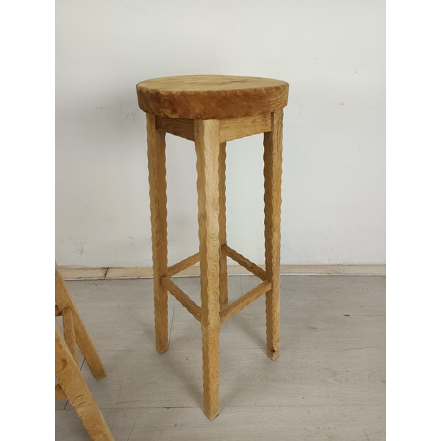 Oak Bar Stools, 1940s, Set of 2 For Sale - Image 6 of 14