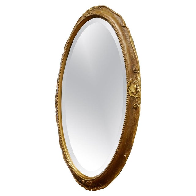 Goldenrod Art Deco Oval Gilt Wall Mirror, 1920 For Sale - Image 8 of 8