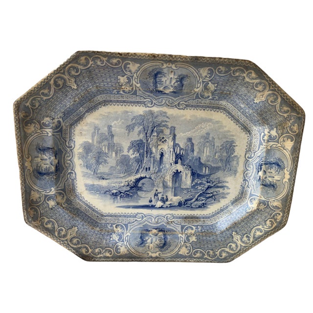 Antique Staffordshire Transferware Ironstone Platter, “Abbey” Pattern, Circa 1850s For Sale - Image 13 of 13