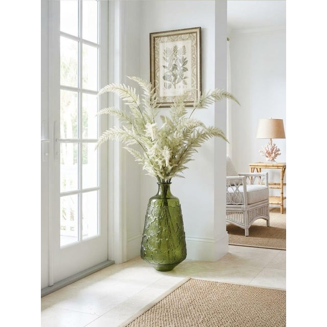 Glass Vintage-Inspired Olive Green Textured Glass Bottle Floor Vase For Sale - Image 7 of 12