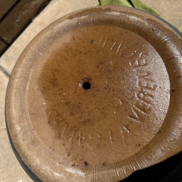 Ink Blue Rare Mid Century Modern Blue Speckled Gainey Planter Pot W Damage Vintage MCM For Sale - Image 8 of 8