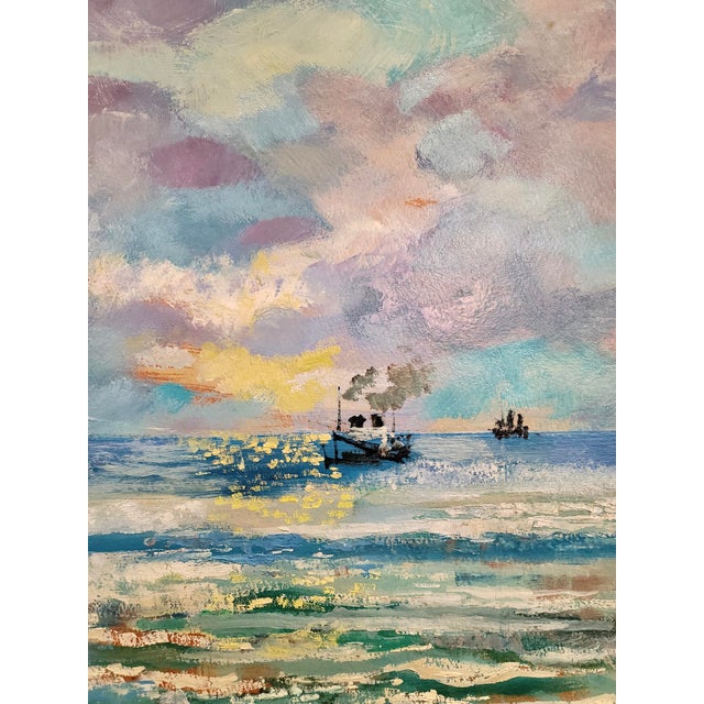 1960s Emilio Grau-Sala -Le Havre Beach North of France 1965 Oil Painting For Sale - Image 5 of 12