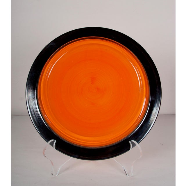 Persimmon 1940s Glass Charger and Matching Candlesticks With 24k Gold Details - 3 Piece Set For Sale - Image 8 of 13