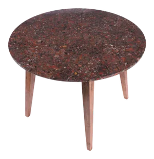 Terrazo Style Red Mixed Quartz Round Dining Table Center Table