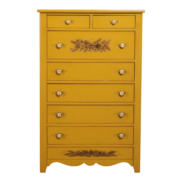 Hitchcock Vintage Yellow Painted Tall Chest of Drawers Chairish