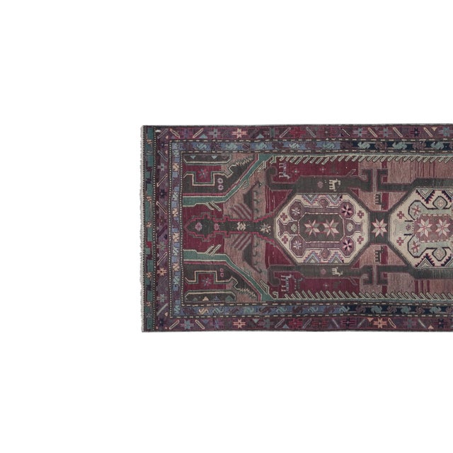 Mid-Century Modern Hand-Knotted Caucasian Animal Runner Rug 3'9'' X 10'6'' For Sale - Image 3 of 12