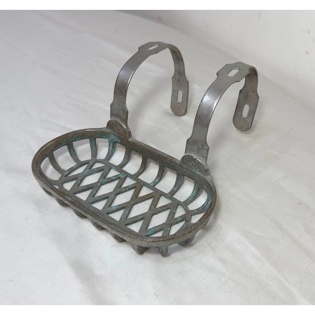 Industrial Antique Industrial Nickel Plate Brass Bathroom Bathtub Fixture Soap Dish Holder For Sale - Image 3 of 12